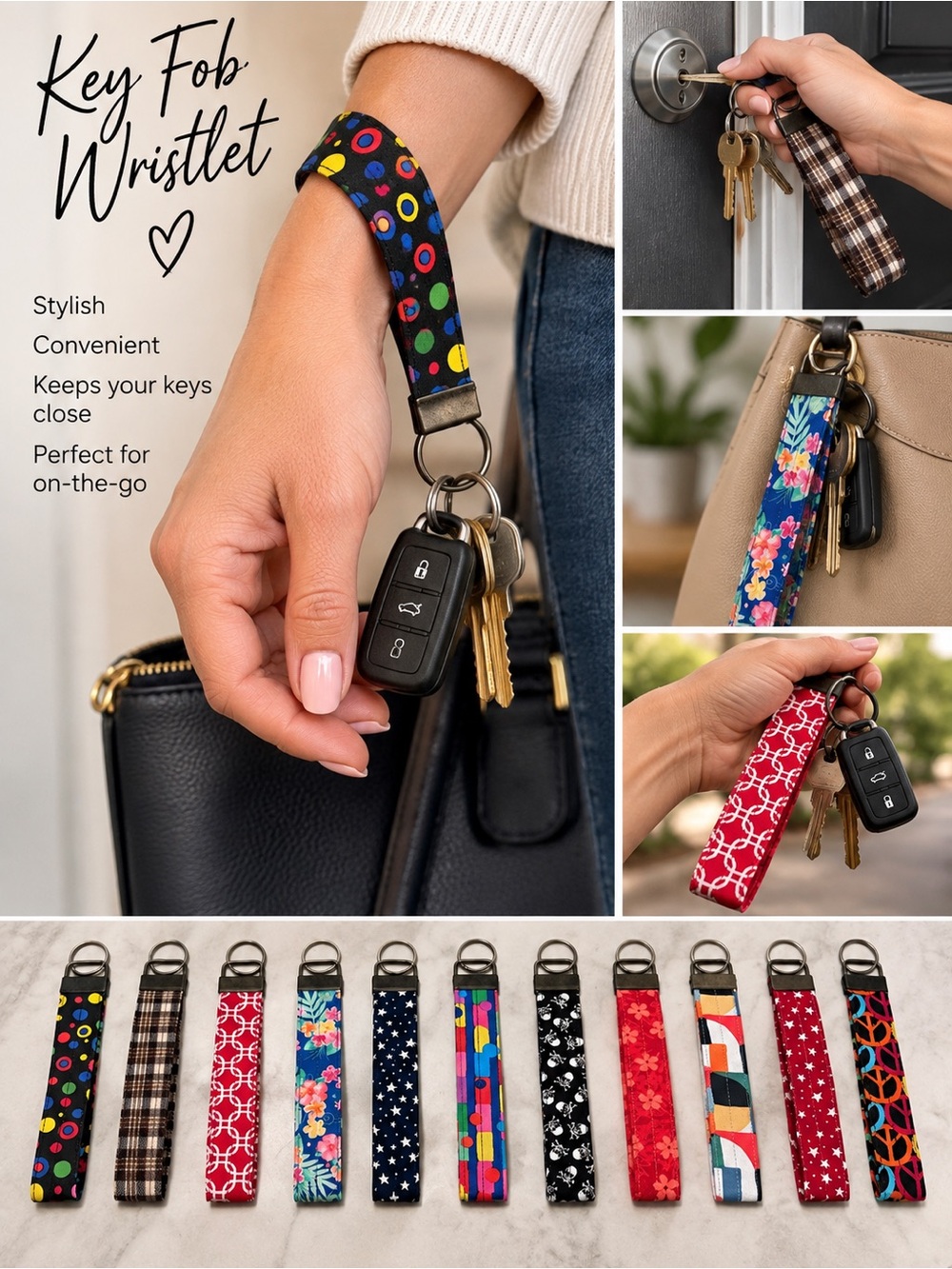 Handcrafted Key Fob Wristlet β Multiple Patterns Available ππ
